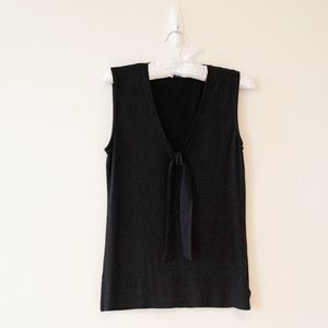 Tahari Black Knit V-Neck Sleeveless Shell Size M